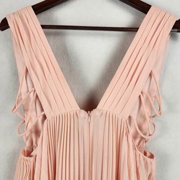 Free People x Fame & Partners Allegra Long Pleated Dress Pink Women’s SZ 8 - Picture 8 of 16